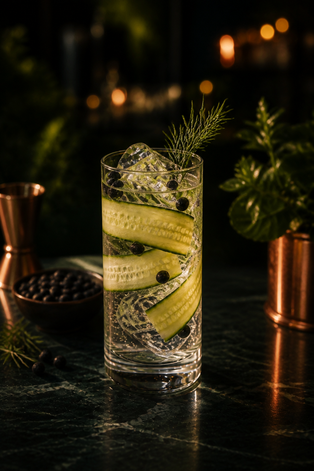 Nordic Garden cocktail serveret i Gin Lounge-stil